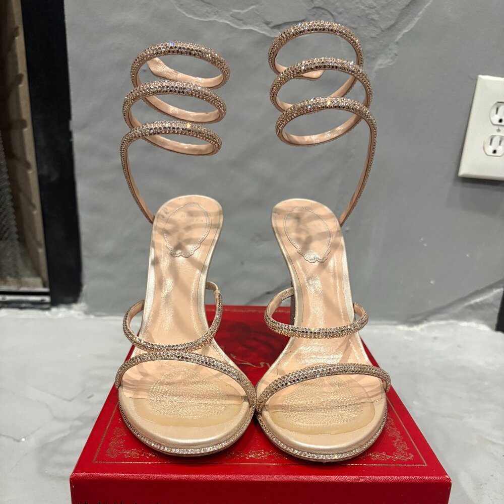 Nude studded wrap around sandal